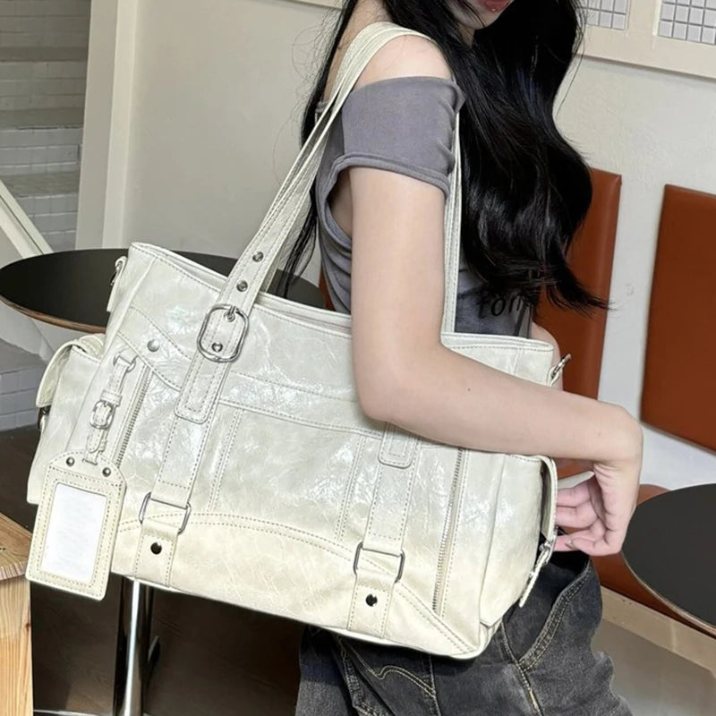 Large Capacity Retro Tote Bag for Women – Chic Shoulder Handbag for Work & Daily Commute