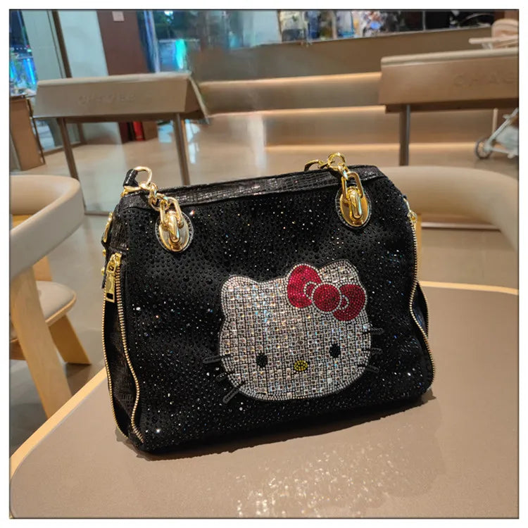 Crystal Diamond Cartoon-Style Handbag – Women’s Shoulder Bag (Large Capacity)