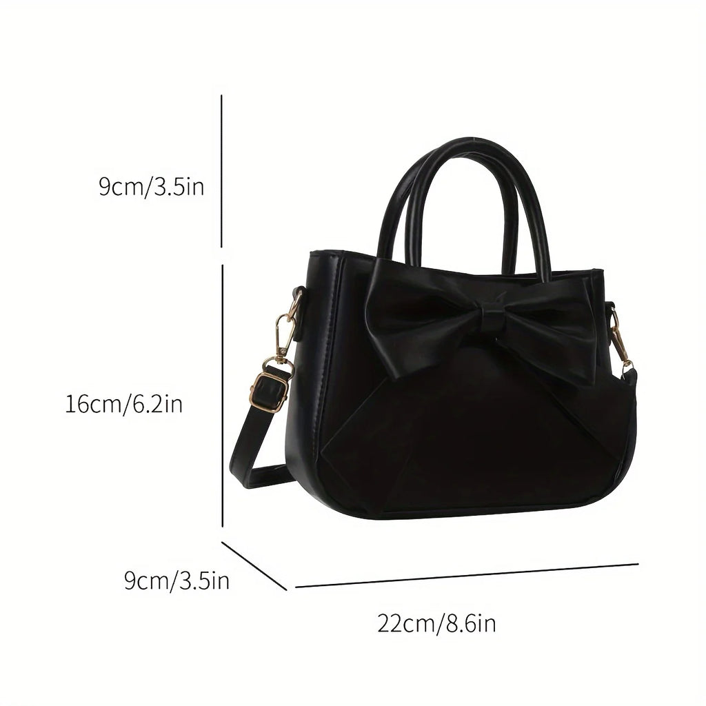 Elegant Bow Detail Handbag – Top Handle & Detachable Shoulder Strap
