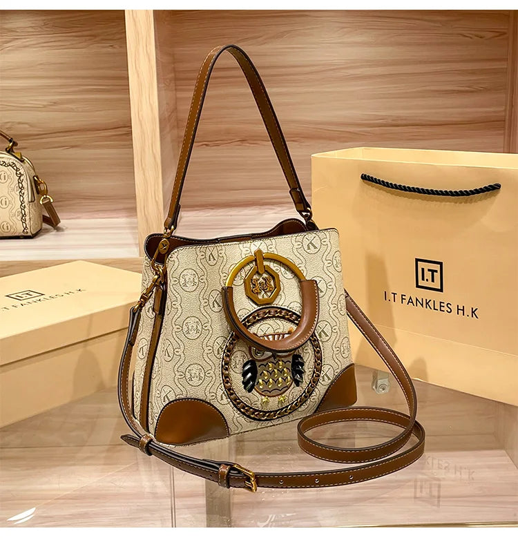 Genuine Leather Bucket Bag for Women – Luxury Shoulder & Crossbody Handbag (2025 Design)