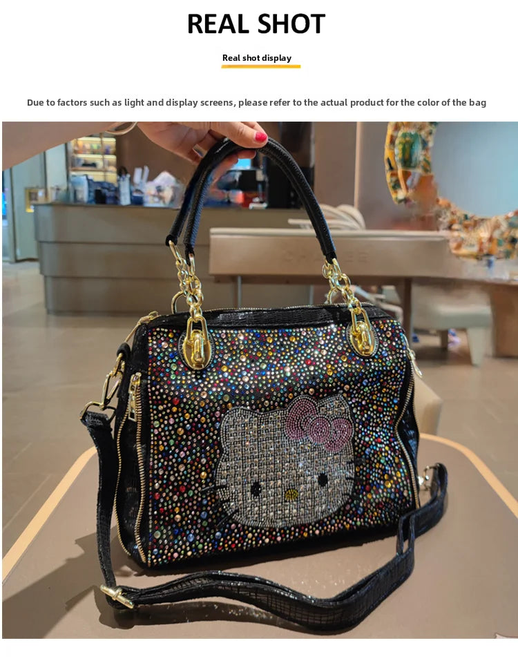 Crystal Diamond Cartoon-Style Handbag – Women’s Shoulder Bag (Large Capacity)