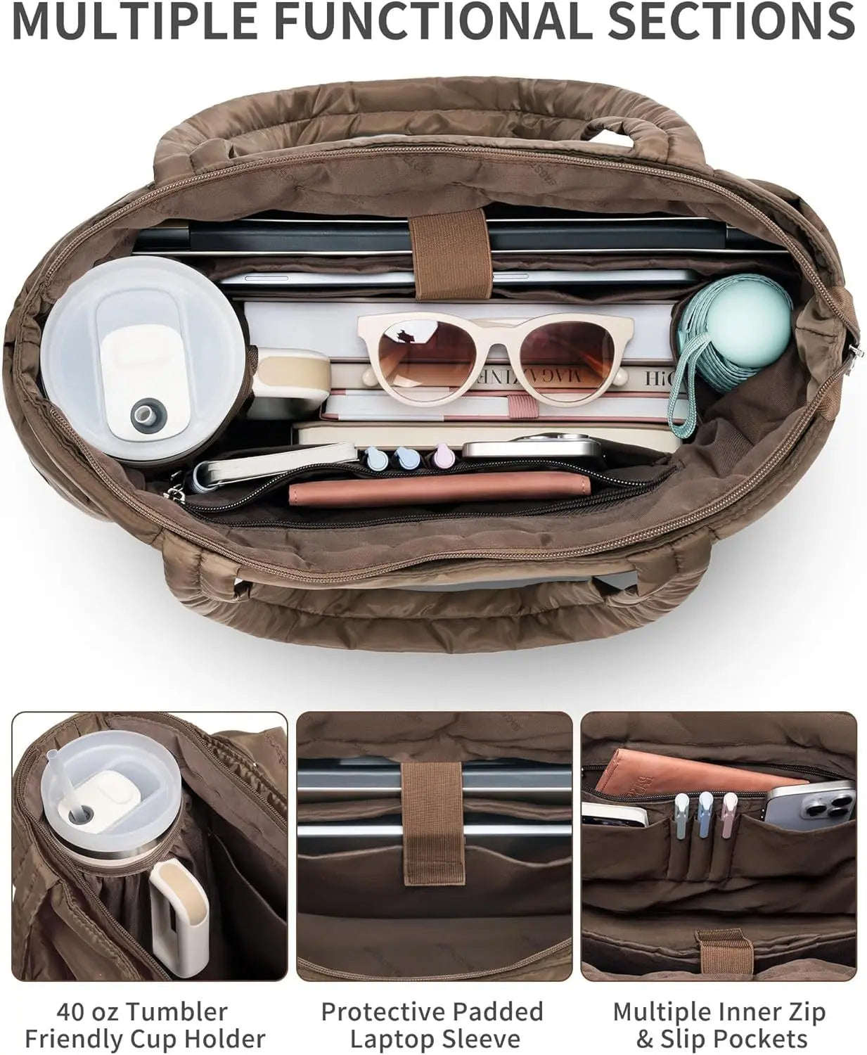 Large Capacity Organiser Tote Bag for Women – Multi-Pocket Travel, Makeup & Daily Carry Bag