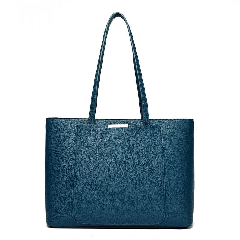 Large Capacity PU Leather Tote Bag for Women – Minimalist Shoulder Handbag for Work & Daily Commute