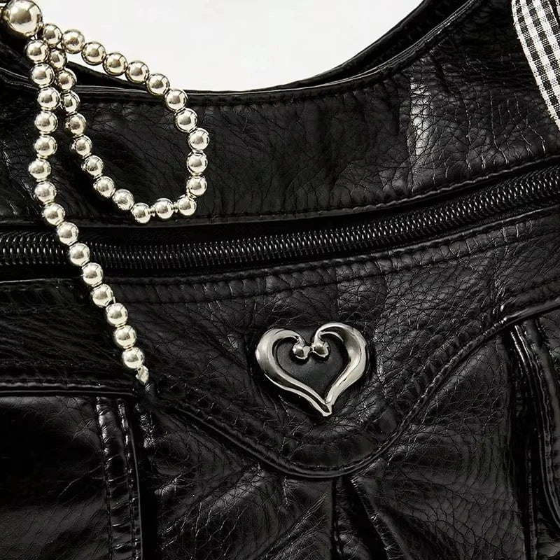 Fashionable Women's Shoulder Handbag with Bow Pendant – Large Capacity Casual Armpit Bag for Work & Shopping