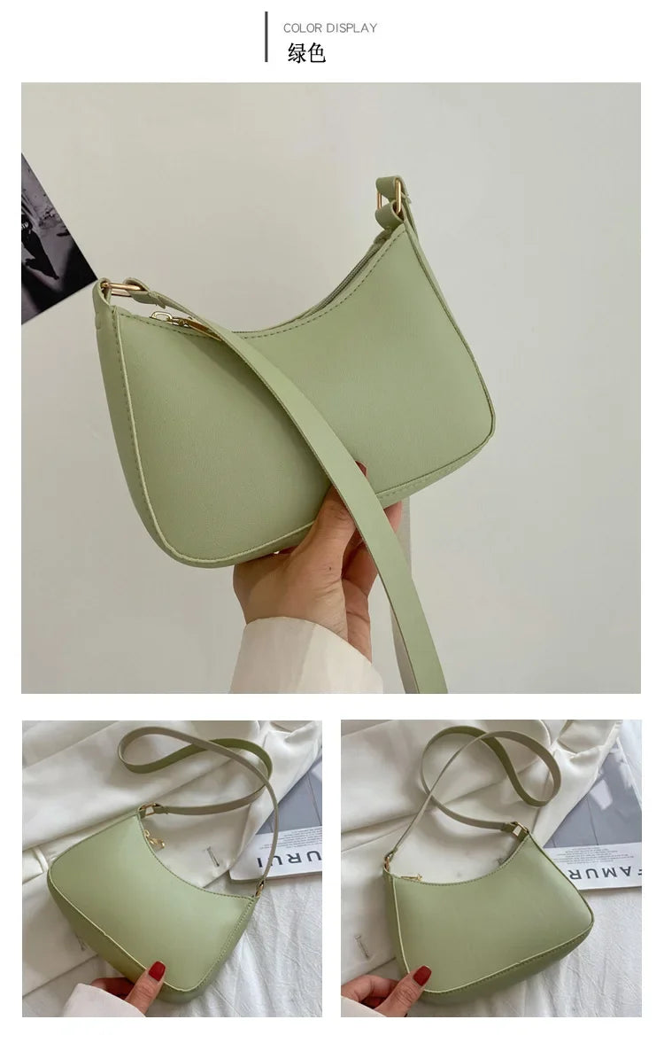 Women’s Minimal Shoulder Bag – Retro PU Leather Everyday Handbag