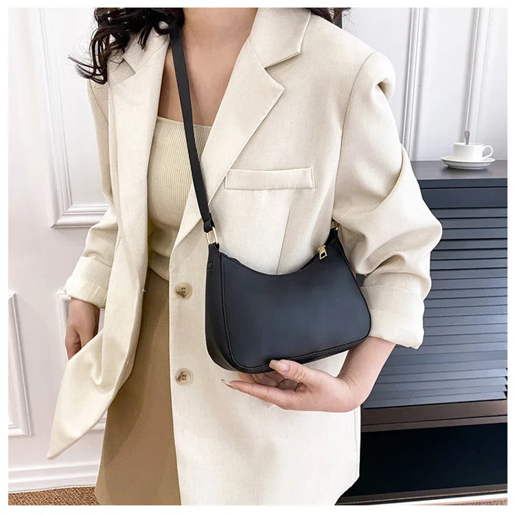 Trendy Solid-Color Small Shoulder Handbag – Minimalist Square Crossbody Bag