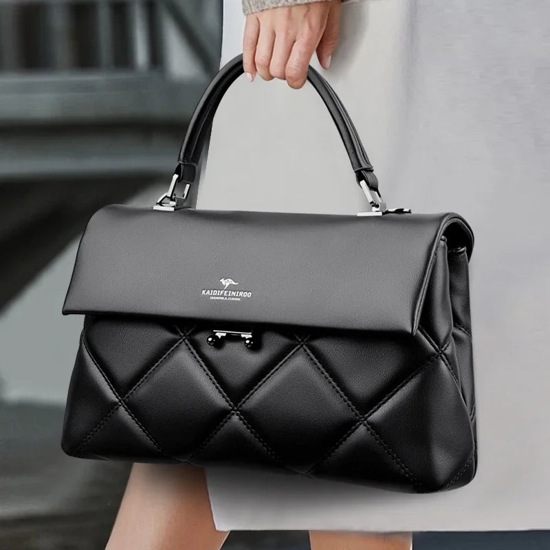 Quilted Top-Handle Shoulder Bag – Soft Structured Crossbody