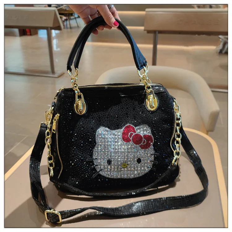 Crystal Diamond Cartoon-Style Handbag – Women’s Shoulder Bag (Large Capacity)