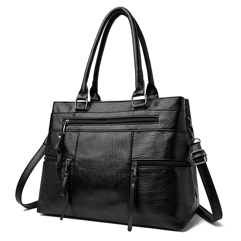 Vintage Zip Women’s Handbag with Detachable Shoulder Strap