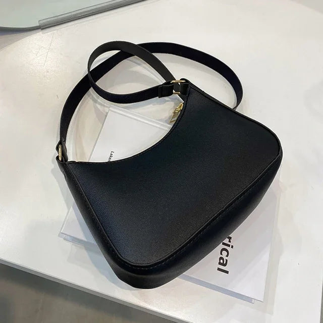 Women’s Minimal Shoulder Bag – Retro PU Leather Everyday Handbag