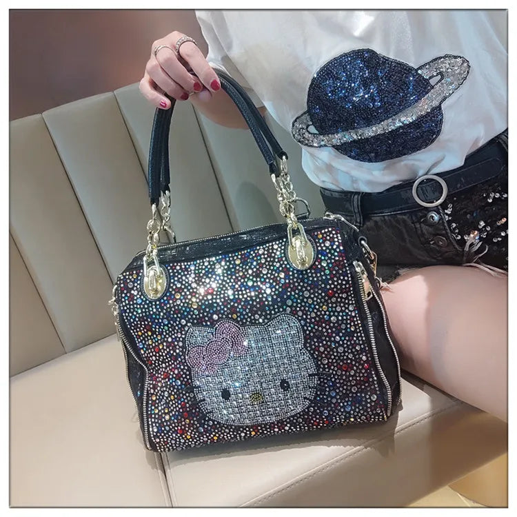 Crystal Diamond Cartoon-Style Handbag – Women’s Shoulder Bag (Large Capacity)