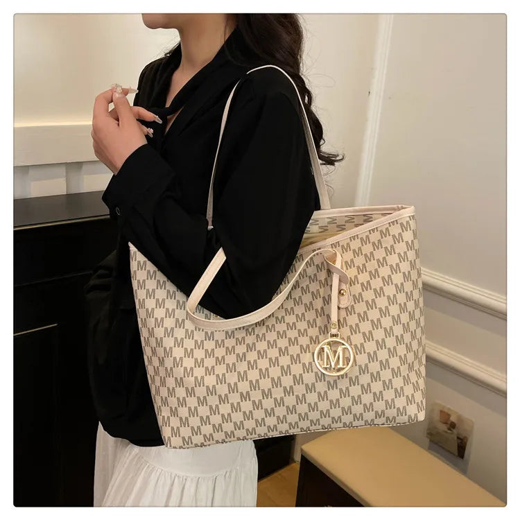 Printed PU Leather Tote Bag for Women – Large Capacity Commuter & College Handbag