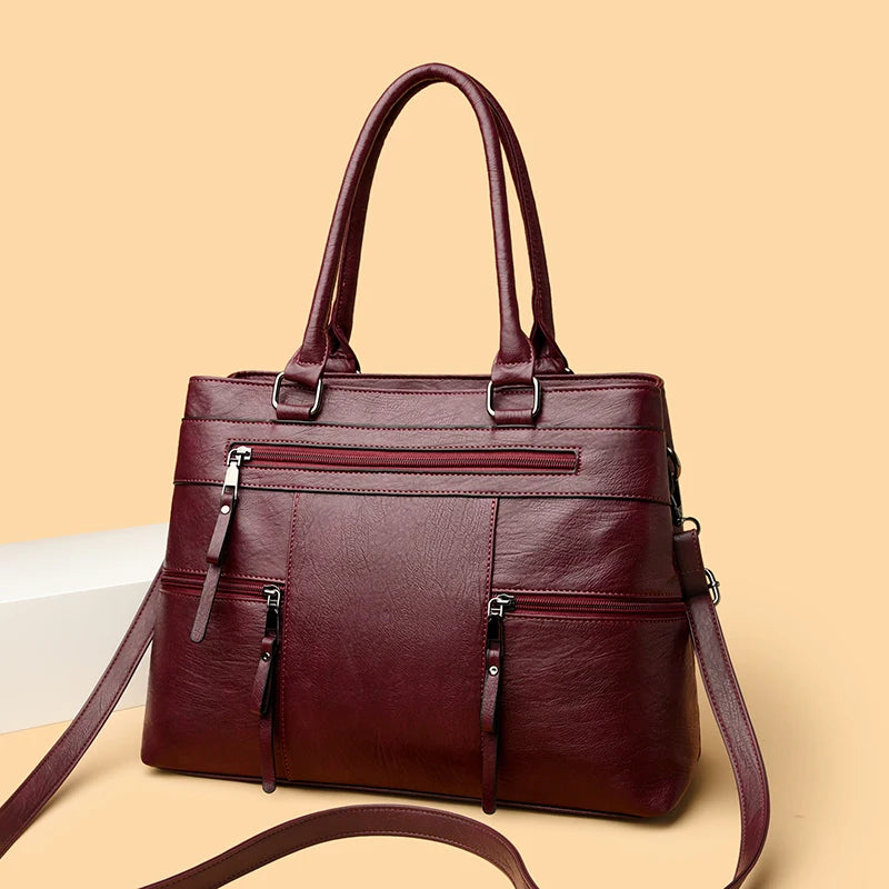 Vintage Zip Women’s Handbag with Detachable Shoulder Strap