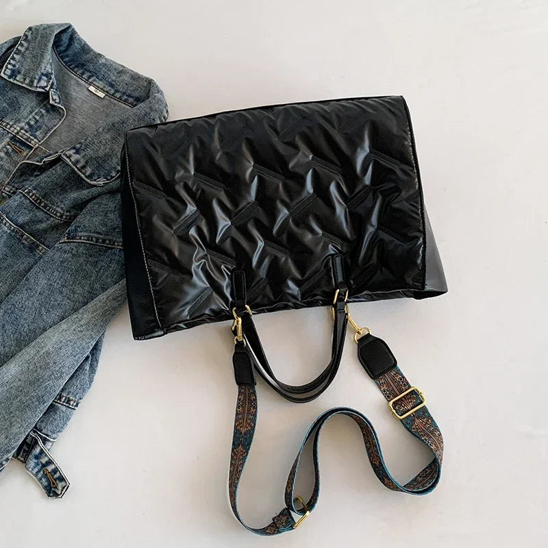 Padded Quilted Tote Bag for Women – Lightweight Nylon Large Capacity Shoulder & Crossbody Bag