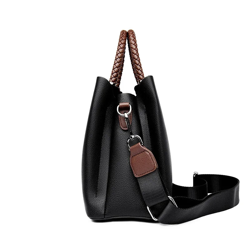 Elegant Women's Handbag with Unique Handle – Spacious Tote with Adjustable Shoulder Strap