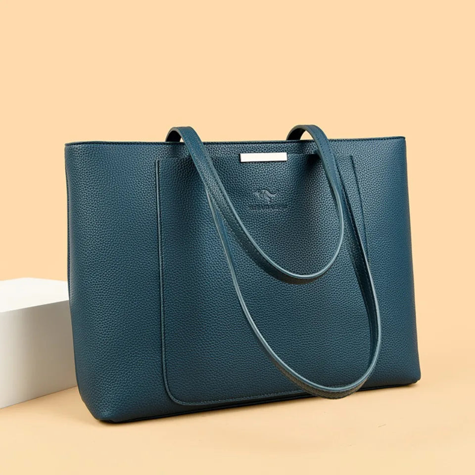 Large Capacity PU Leather Tote Bag for Women – Minimalist Shoulder Handbag for Work & Daily Commute