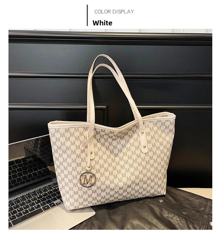 Printed PU Leather Tote Bag for Women – Large Capacity Commuter & College Handbag
