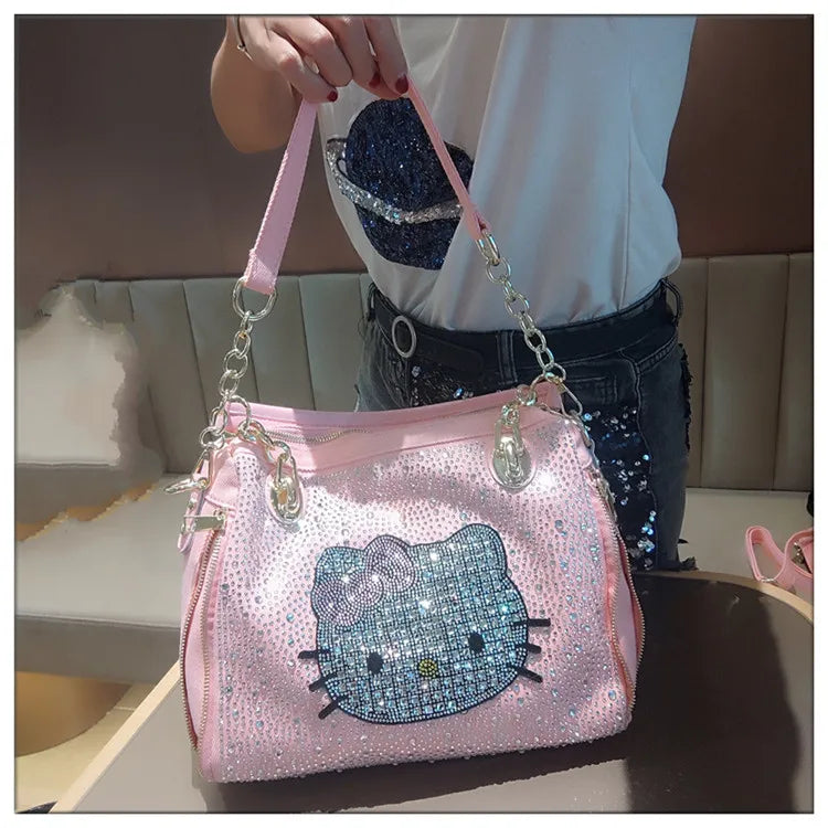 Crystal Diamond Cartoon-Style Handbag – Women’s Shoulder Bag (Large Capacity)