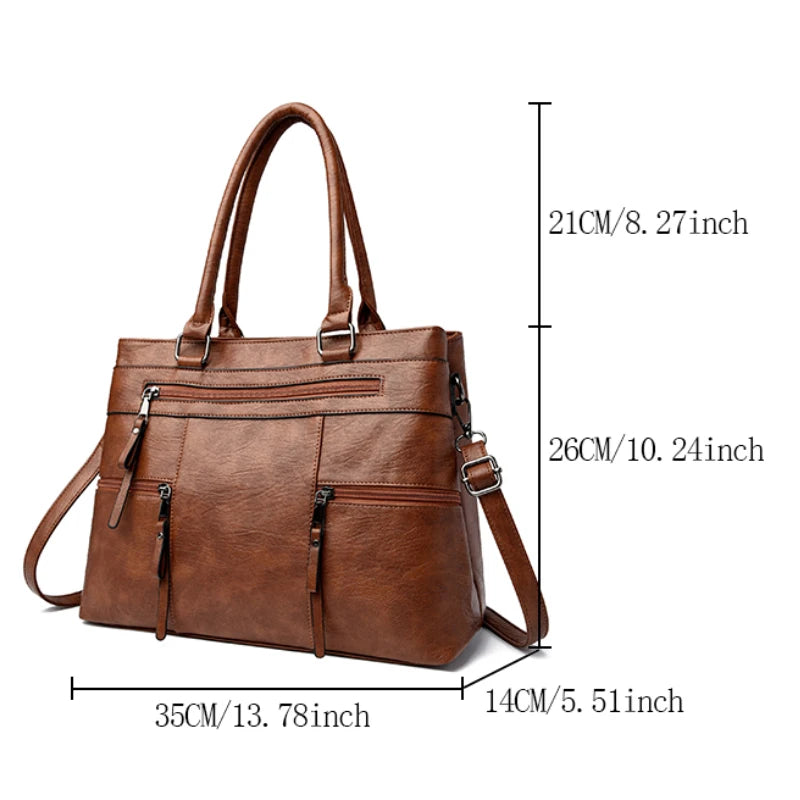 Vintage Zip Women’s Handbag with Detachable Shoulder Strap