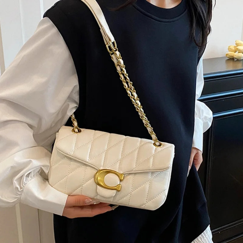 High-End Feminine Chain Crossbody Bag – Diamond Pattern Small Square Handbag
