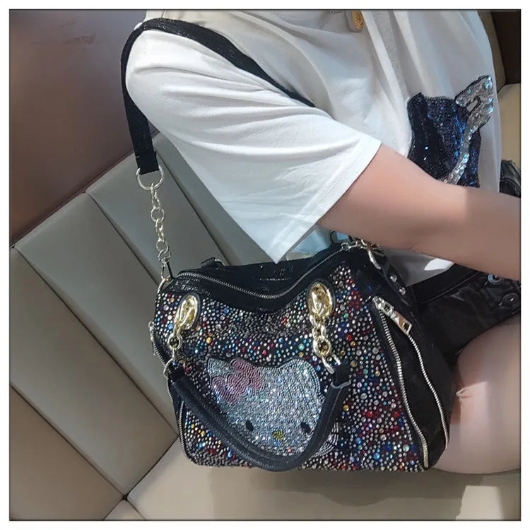Crystal Diamond Cartoon-Style Handbag – Women’s Shoulder Bag (Large Capacity)