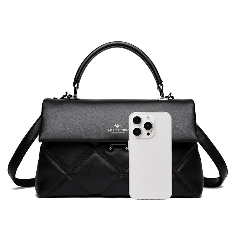 Quilted Top-Handle Shoulder Bag – Soft Structured Crossbody