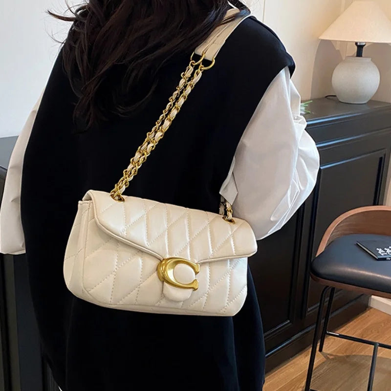 High-End Feminine Chain Crossbody Bag – Diamond Pattern Small Square Handbag