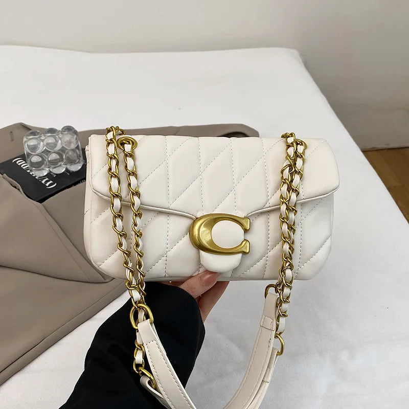 High-End Feminine Chain Crossbody Bag – Diamond Pattern Small Square Handbag