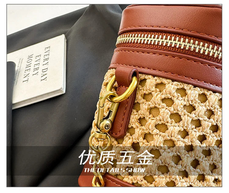 Woven Raffia Mini Handbag – Top Handle & Single-Shoulder Bag