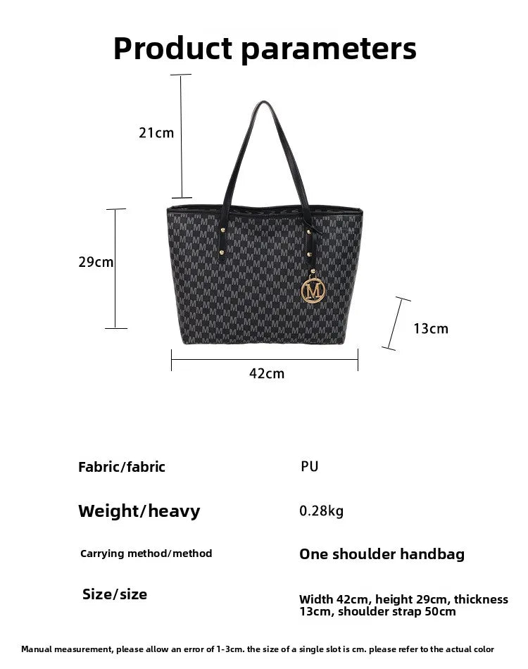Printed PU Leather Tote Bag for Women – Large Capacity Commuter & College Handbag