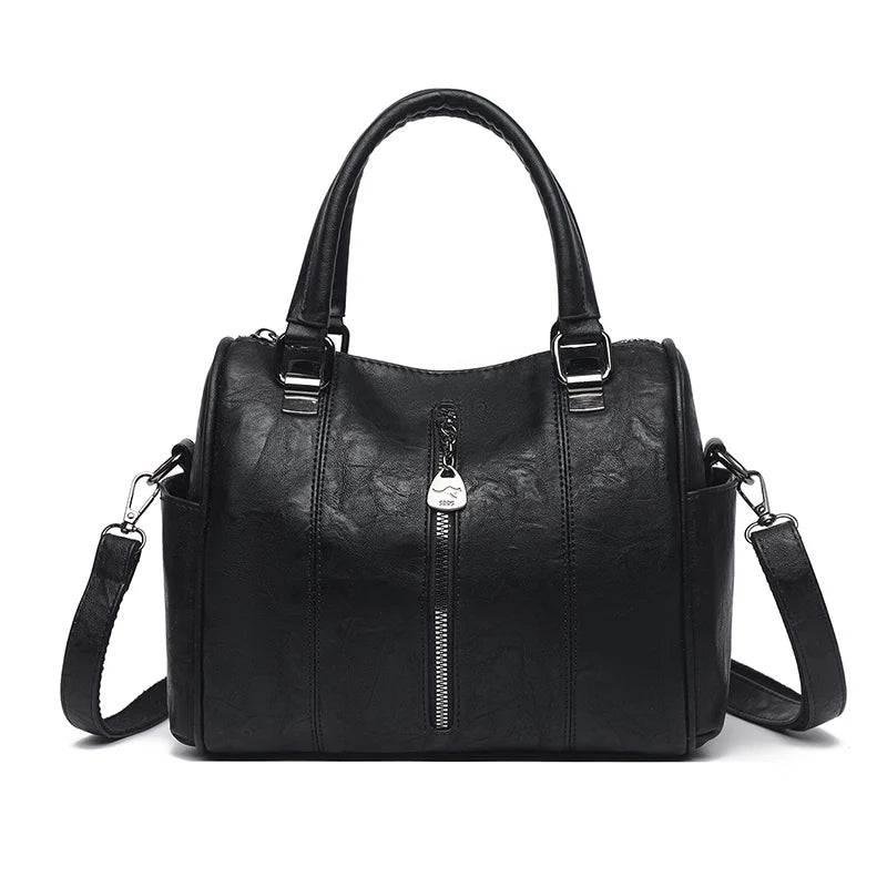 Soft Leather Tote Bag for Women – Large Capacity Retro Shoulder & Crossbody Handbag