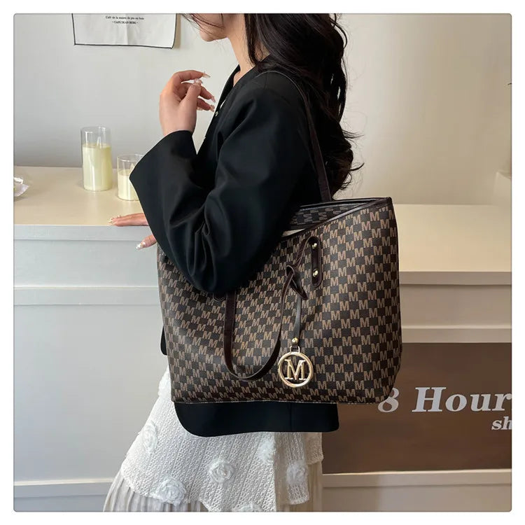 Printed PU Leather Tote Bag for Women – Large Capacity Commuter & College Handbag