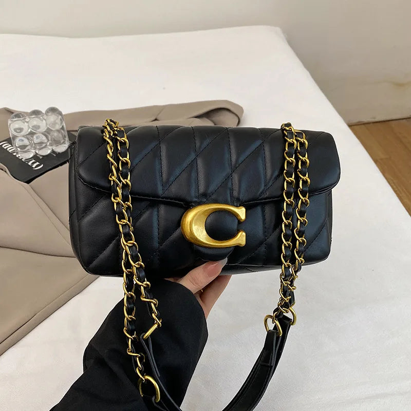 High-End Feminine Chain Crossbody Bag – Diamond Pattern Small Square Handbag