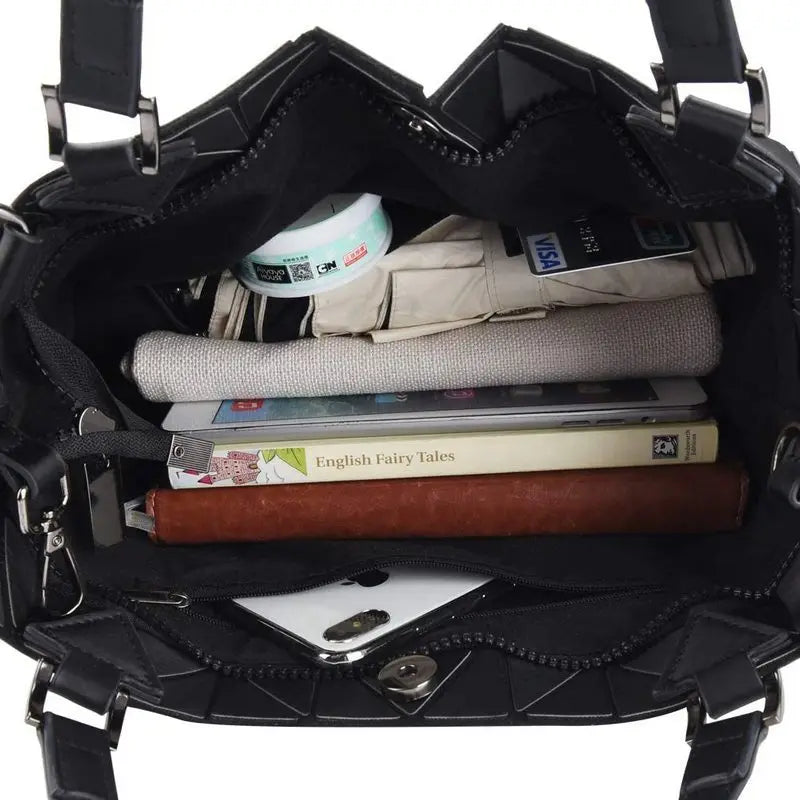 Geometric Bucket Tote Bag – Structured Shoulder & Crossbody