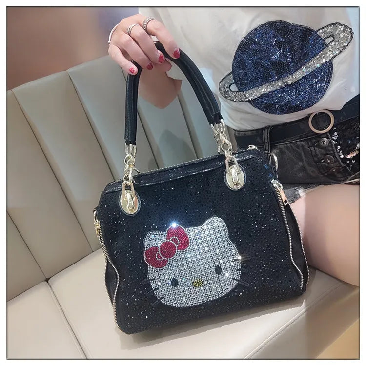 Crystal Diamond Cartoon-Style Handbag – Women’s Shoulder Bag (Large Capacity)