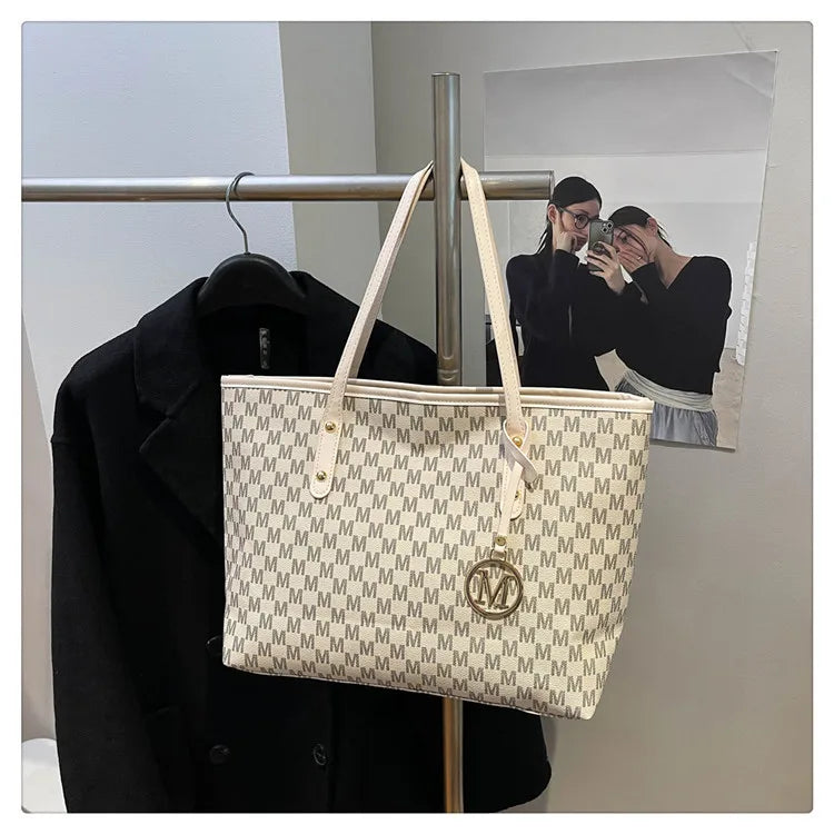 Printed PU Leather Tote Bag for Women – Large Capacity Commuter & College Handbag