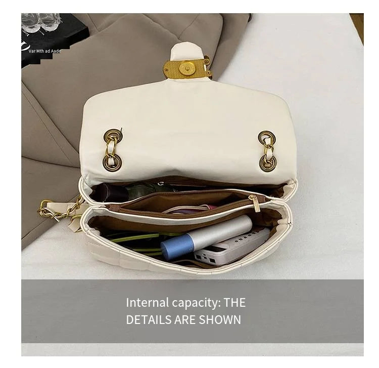 High-End Feminine Chain Crossbody Bag – Diamond Pattern Small Square Handbag