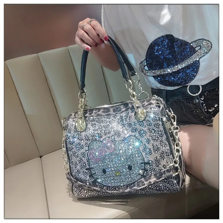 Crystal Diamond Cartoon-Style Handbag – Women’s Shoulder Bag (Large Capacity)