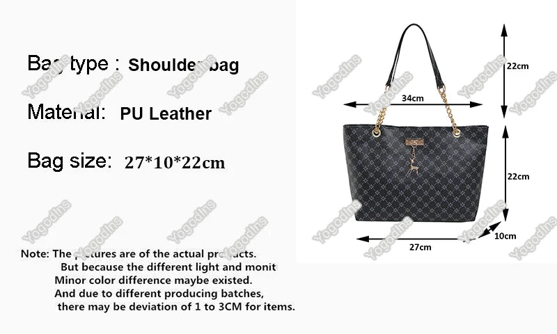 Textured Soft Leather Tote Bag – Large Capacity Shoulder Bag with Accessories