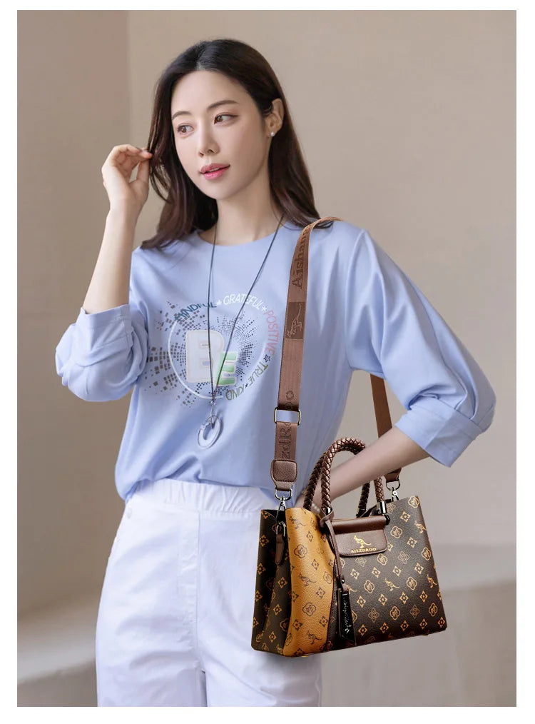 Elegant Women's Handbag with Unique Handle – Spacious Tote with Adjustable Shoulder Strap