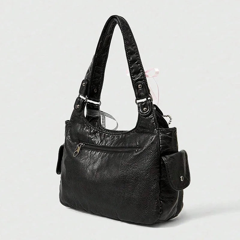 Fashionable Women's Shoulder Handbag with Bow Pendant – Large Capacity Casual Armpit Bag for Work & Shopping