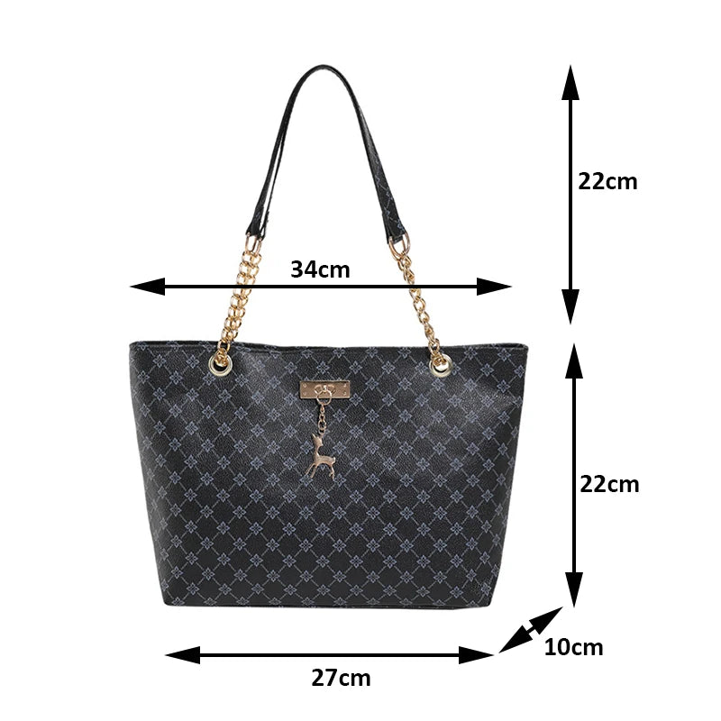 Textured Soft Leather Tote Bag – Large Capacity Shoulder Bag with Accessories