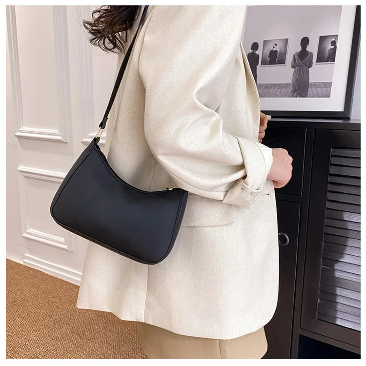 Trendy Solid-Color Small Shoulder Handbag – Minimalist Square Crossbody Bag