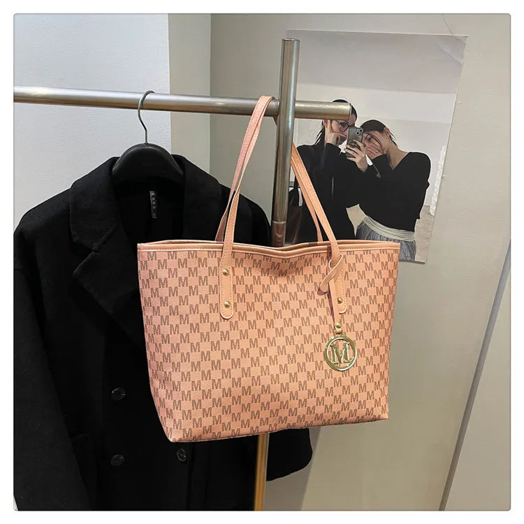 Printed PU Leather Tote Bag for Women – Large Capacity Commuter & College Handbag