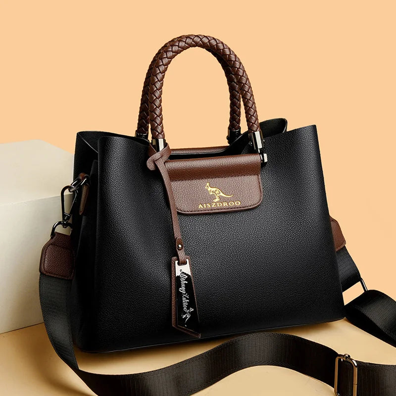 Elegant Women's Handbag with Unique Handle – Spacious Tote with Adjustable Shoulder Strap