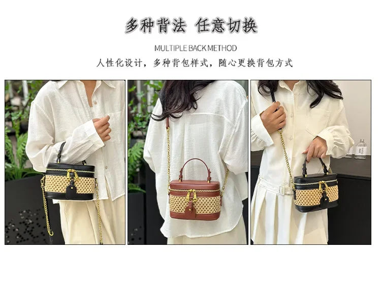Woven Raffia Mini Handbag – Top Handle & Single-Shoulder Bag