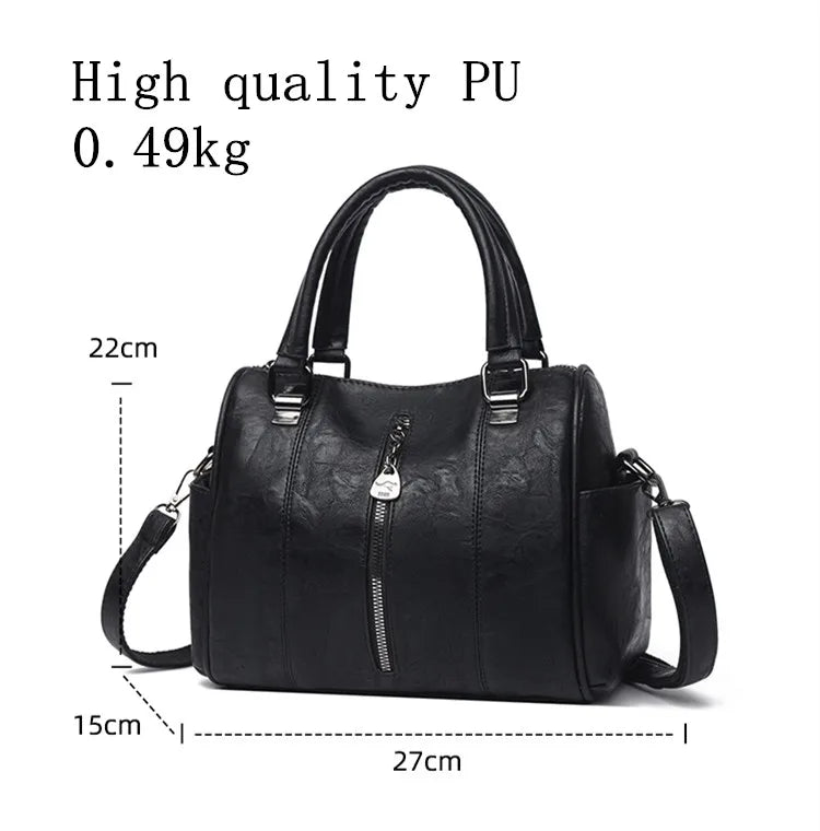 Soft Leather Tote Bag for Women – Large Capacity Retro Shoulder & Crossbody Handbag