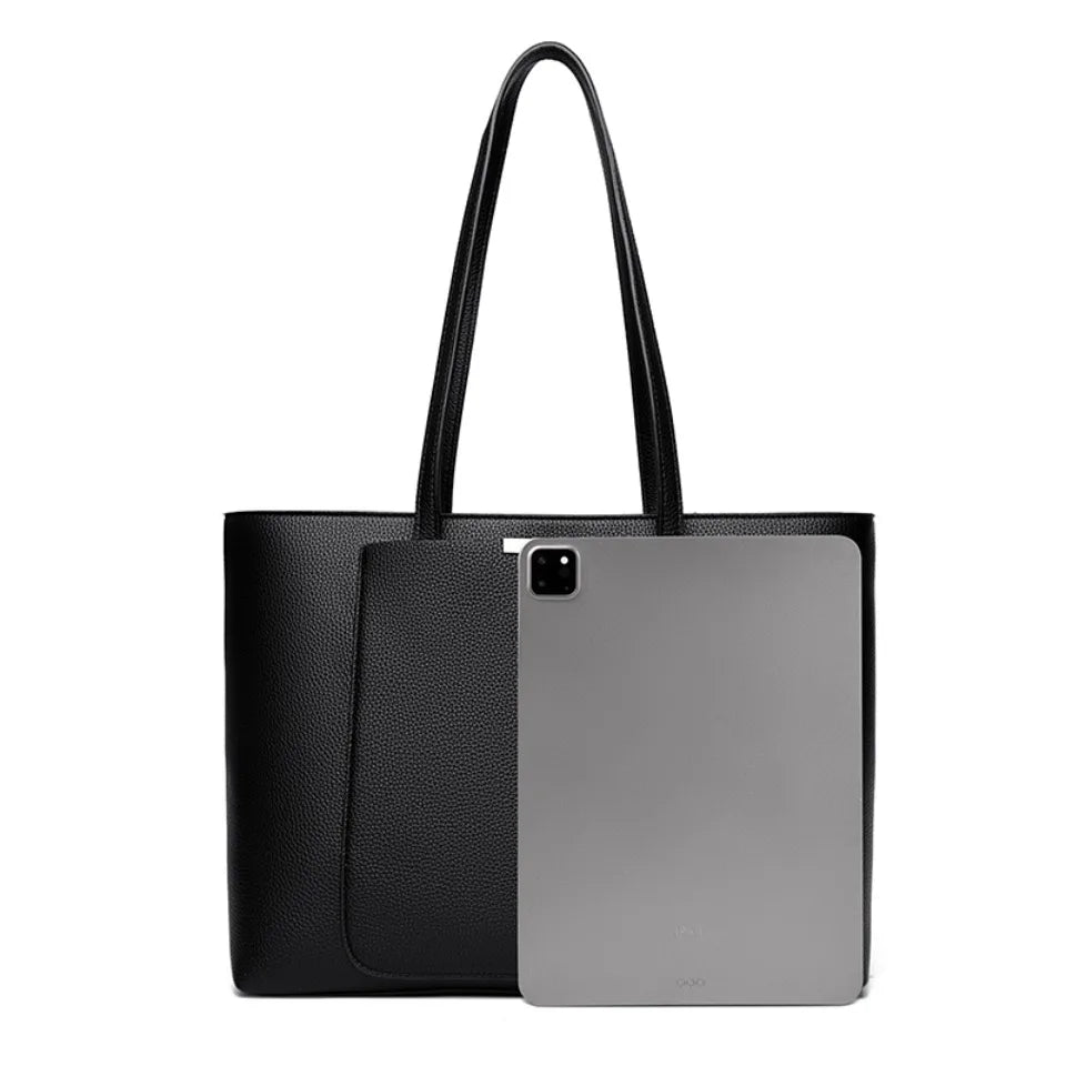 Large Capacity PU Leather Tote Bag for Women – Minimalist Shoulder Handbag for Work & Daily Commute
