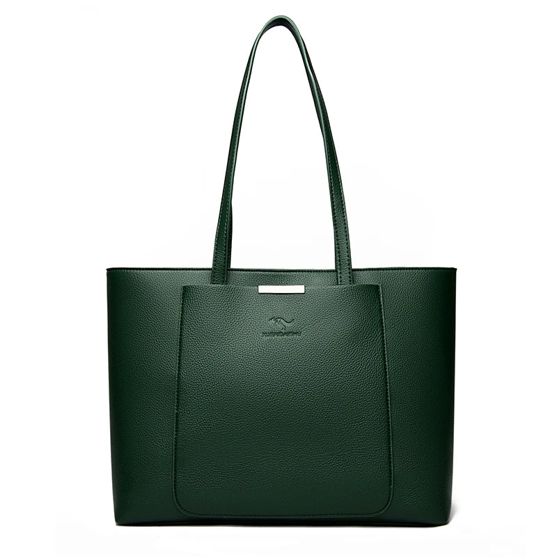 Large Capacity PU Leather Tote Bag for Women – Minimalist Shoulder Handbag for Work & Daily Commute