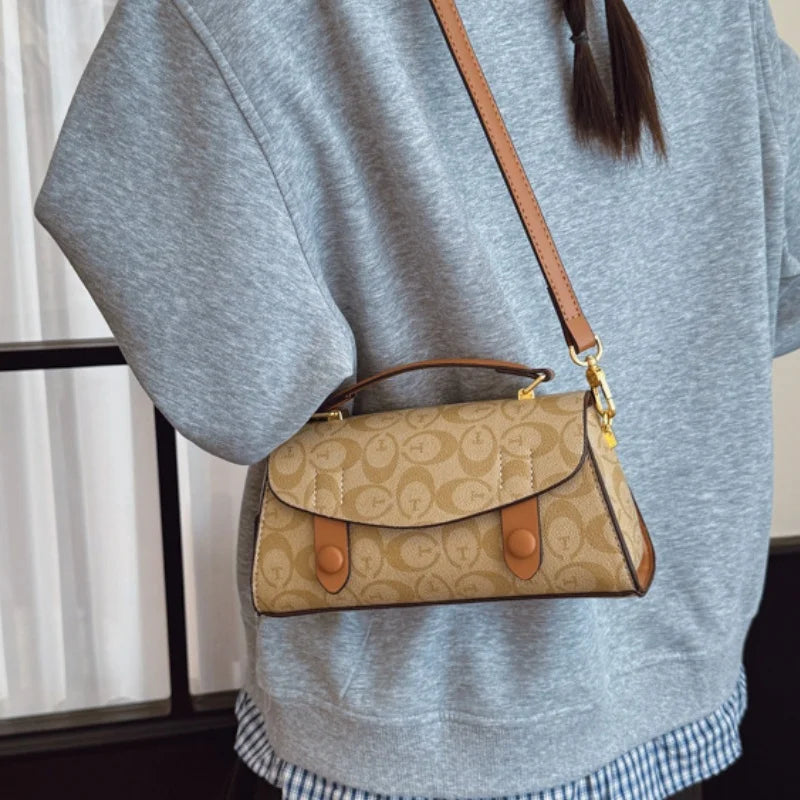 High-End Small Crossbody Handbag – Retro Boston Style Women’s Bag